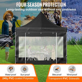 Pop Up Canopy Tent, 10 x 10 FT, Outdoor Patio Gazebo Tent with Removable Sidewalls and Wheeled Bag, UV Resistant Waterproof Instant Gazebo Shelter for Party, Garden, Backyard, Black